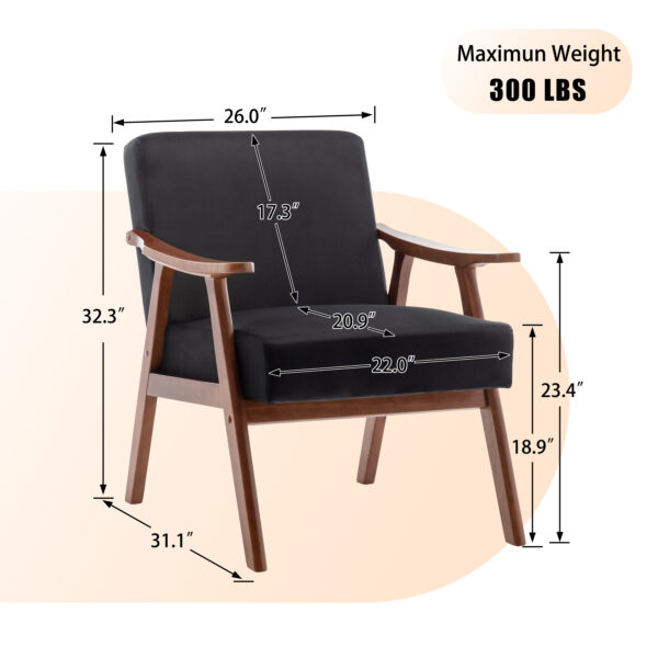 bb9ec15098fb4bd69c865d553f90e82a_90a261c0b175b32a0e088c688456acbc Mid-Century Modern Chair, Living Room Chair with Solid Wood Frame, Accent Chair Extra-Thick Backrest, Wingback Chair for Bedroom, Reading Room, Living Room, Lounge Chair Indoor