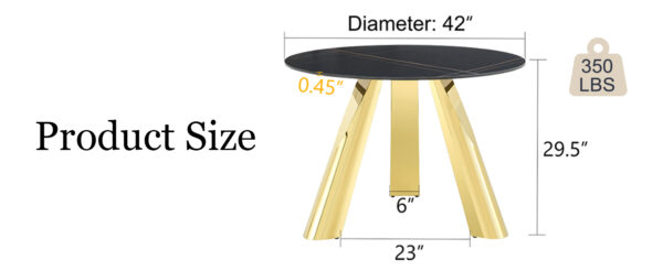 bc9f327054f040deb22061327f0a92e6_bd27739ba0dfa0d0d673f95dc37e2983 The 42-inch stainless steel gold-plated flamed granite round table with seating for 4 or 6 people is perfect for dining, entertaining, or as a conference table