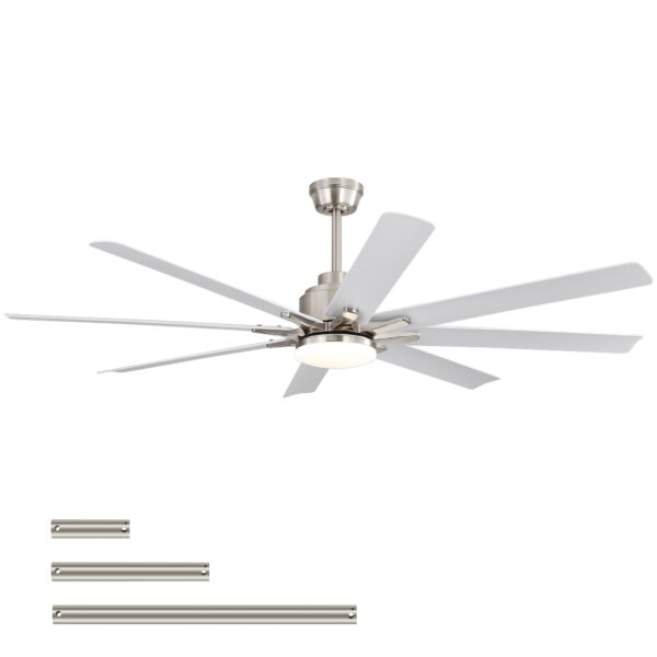52-Inch Smart Ceiling Fan With Lights,6 Wind Speed,With 8 Black ABS Blades,Voice Remote,Fan For Bedroom,Living Room,Patio,Kitchen,etc