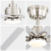 52-Inch Smart Ceiling Fan With Lights,6 Wind Speed,With 8 Black ABS Blades,Voice Remote,Fan For Bedroom,Living Room,Patio,Kitchen,etc