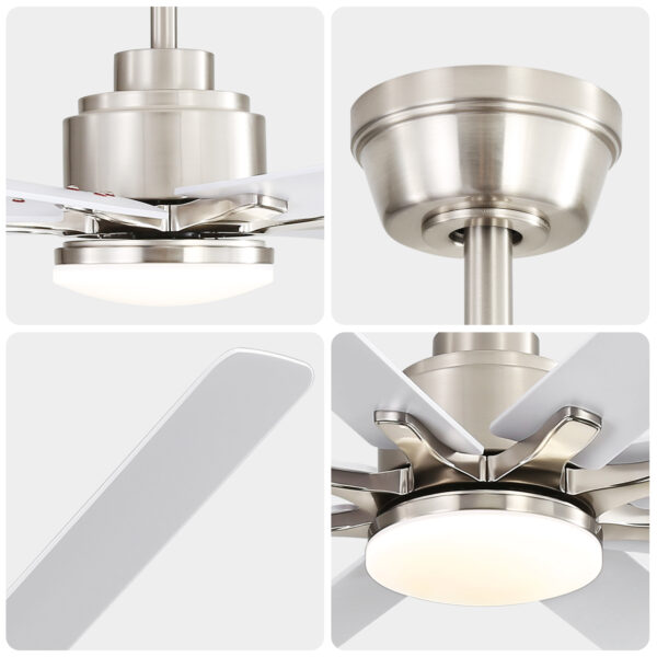52-Inch Smart Ceiling Fan With Lights,6 Wind Speed,With 8 Black ABS Blades,Voice Remote,Fan For Bedroom,Living Room,Patio,Kitchen,etc