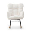 Rocking Chair Teddy Upholstered Glider Rocker Rocking Accent Chair Padded Seat with High Backrest Armchair Comfy Side Chair for Living Room Bedroom Offices BEIGE