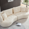 WKS7W  White, 4-seat modular sofa, durable fabric, solid wood frame, high density sponge cushion, 4 pillows