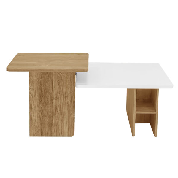 U-Can Set of 2 Nesting Coffee Tables Farmhouse,Rectangle Coffee Table Living Room,Wood Finish Coffee Table Set, Small Coffee Tables, Sofa Side Table for Living Room