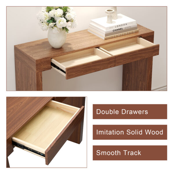 bfd8577e92c94a8cb53b5ce2f06d4d65_175c60794f8addac0645c2e55415b4fb Elegant Dark Wood Grain Bar Table-50 Inches Long, a Practical Choice for Modern Homes.Dark Wood Grain Texture Sticker,Equipped With Two Drawers.Serving As A Bar Table Or A Desk.