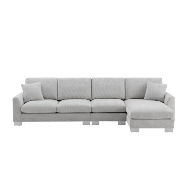 119*55" Modern Oversized Sectional Sofa,L-shaped Luxury Couch Set with 2 Free pillows,5-seat Chenille Indoor Furniture with Chaise for Living Room,Apartment,Office,2 Colors