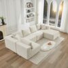 106" Cloud Sectional Couch L-Shape with Right Facing Chaise(Single Seat is not included),Deep Seat Modern Modular Sofa for Living Room,No Assembly Required,Beige (Plush Corduroy Fabric),SF502BG-RFC