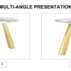 A 42-inch stainless steel white pattern burning stone round table with gold legs Round table suitable for 2, 4 or 6 people