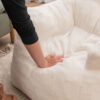 010-Soft Teddy Fabric Tufted Foam Bean Bag Chair With Teddy Fabric Ivory White