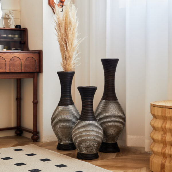 c194f93837774bcabe96ed52ce8eb021_15b0f29e5bf1d4eb76360053d9bad23b Desktop Vase, Brown Decorative Floor Vase, Classic and Neat Floor Vase, High Independent Flower Stand, Artificial Vine Vase, PVC Floor Vase, Home Decoration Flower Stand Set of 3 pieces