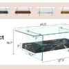 43.3 Inch Modern Two-Tier Coffee Table - An Elegant Combination of Clear Glass and Black Marble Pattern.It can be used not only as a coffee table but also as a side table or display stand.