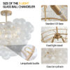 23.6-Inch Gold Ceiling Pendant Light with Threaded Clear Glass Globe Shade – Ideal for Living Room, Dining Room, Kitchen (Non Adjustable Height, No Bulbs)