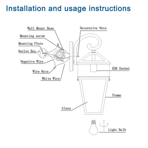 c2920f53bc314e3297dca1f8ae8eb22e_20230625_9ae877702d259bb2efa9b5dc4948bd7d 21"(H) 1-Pack Outdoor Wall Lantern Light – Modern Black Metal & Clear Glass Sconce for Porch, Patio, and Garden Lighting (Bulb Not Included)