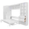 Queen Size Murphy Bed Wall Bed with Closet , Drawers and Shelves, White