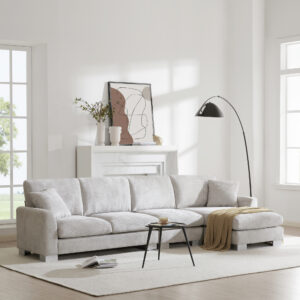 119*55" Modern Oversized Sectional Sofa,L-shaped Luxury Couch Set with 2 Free pillows,5-seat Chenille Indoor Furniture with Chaise for Living Room,Apartment,Office,2 Colors