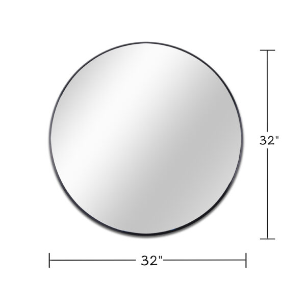 32 Inch Black Metal Framed Round Bathrrom Mirror for Wall.(W2203134044)