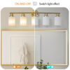 31" Modern 5-Light Vanity Wall Sconce, Golden Finish with Frosted Glass Shades for Bathroom or Hallway Lighting (No Bulbs)