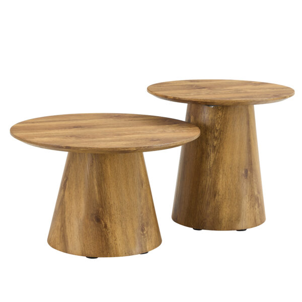 c4ad92d9fdf44d1b96c8841939223edf_202401929a067b06315f803677888df0 Natural Wood Grain MDF Round Coffee Table - 21.6" Diameter, 19.7" Height.Natural Wood Grain Texture Sticker,Exquisite Wood Grain Surface,Flexible MatchingMRound Tabletop Design.