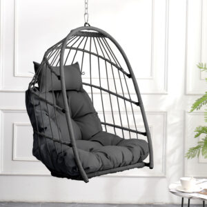 Outdoor garden rattan egg swing chair hanging chair PE hanging chair  gray