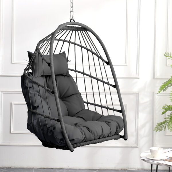 c4c27f7361a242c69e679109e6be5a5f_d9b2a4d49addf0319286d72a0e2923d3 Outdoor garden rattan egg swing chair hanging chair PE hanging chair gray