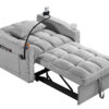 Convertible Sleeper Chair Sofa Bed Adjustable Pull Out Sleeper Chair Bed Multi-Pockets Folding Sofa Bed for Living Room Bedroom Small Space,3-in-1 Sofa Bed