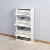 Wooden Shoe Cabinet for Entryway, White Shoe Storage Cabinet with 3 Flip Doors 20.94x9.45x43.11 inch