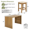 5 Piece Outdoor Bar Set, Patio Acacia Wood Bar Height Table & Four Stools with Cushions, Wood Dining Bar Set for Backyard, Poolside, Balcony, Beige