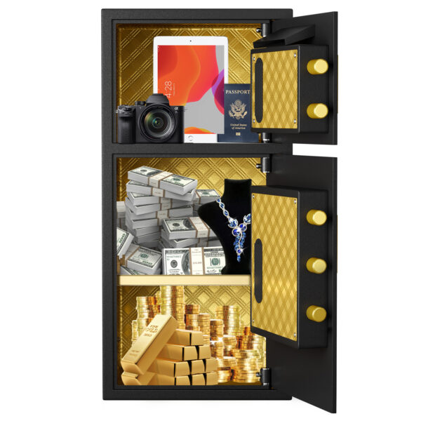 Large Double-door Coin-operated Safe,Digital Security Safe with Fireproof and Waterproof Bag,6.0 Cubic Feet Safe Box with Hidden Code Function for Home,Office and Hotel