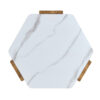 31-inch white marble-textured pentagonal coffee table - wooden triangular base, with a load-bearing capacity of 250 pounds, sturdy and durable, suitable for use in living rooms, cafes,.W1151138529