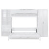 Queen Size Murphy Bed Wall Bed with Closet , Drawers and Shelves, White