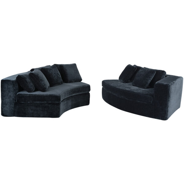 U_Style 115.7" Pure Foam Modular Sofa, 2-Piece Set with 5 Cushions, 4-Seater, Chenille Jacquard Fabric, Curved Design, No Assembly Required, Soft Upholstered Sofa for Living Room & Bedroom