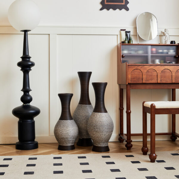 c6b4c83842604e94995d1ed6d0bc86af_1e958054233c90c37b37b2bfa77b5b62 Desktop Vase, Brown Decorative Floor Vase, Classic and Neat Floor Vase, High Independent Flower Stand, Artificial Vine Vase, PVC Floor Vase, Home Decoration Flower Stand Set of 3 pieces