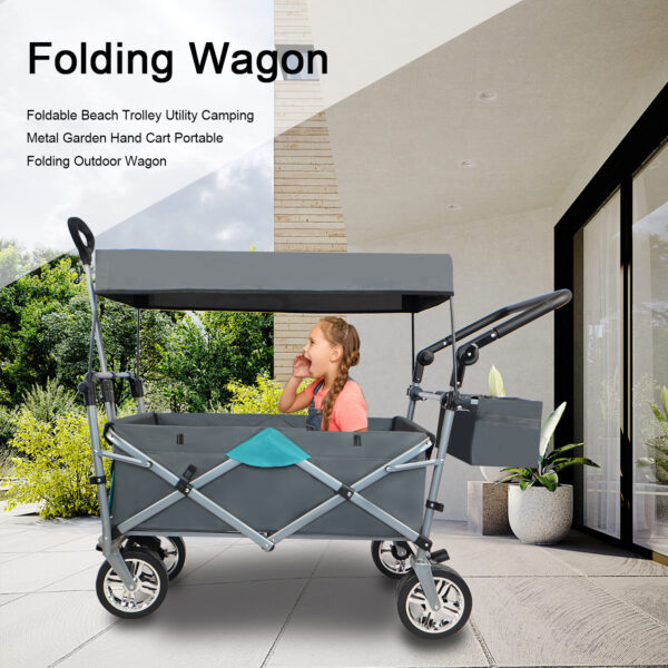 c6d566fa925c4cfda3abd77db59eac3f_fd78e0bf06781e31d16f6e99f76811e8 Push & Pull Utility Folding Wagon with Removable Canopy