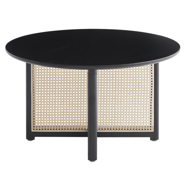 c6fdc5167e9541e1affebd02dc210edd_ddd324c3773f880eba2de7ae8903aade Mid-century wooden coffee table with PE cane stand, 31.5-inch round solid wood Bohemian style coffee table, unique central cocktail table for living rooms, apartments and offices