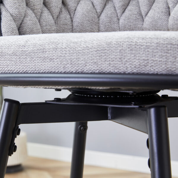 Set of 2 Swivel Bar Stools with Breathable Linen Cushions - Light Gray Seat & Black Iron Frame, Counter Height Stools for Kitchen Island, Dining or Pub