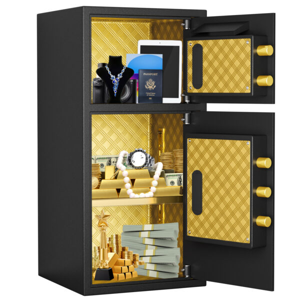 Large Double-door Coin-operated Safe,Digital Security Safe with Fireproof and Waterproof Bag,6.0 Cubic Feet Safe Box with Hidden Code Function for Home,Office and Hotel