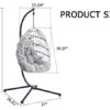 GRHeavy-Duty Iron Hanging Chair with Wicker Weave – Single Person Swing for Indoor/Outdoor (Gray)