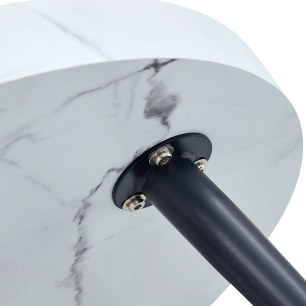 c7898c53ce14430ba13e1469338554b0_4cc7b676123562fa5b853ffe0f39e029 Elegant White Marble Pattern Round Coffee Table - Diameter 23.6 Inches, Exquisite Suction Molding Process,White Marble Pattern Design,Black Sprayed Metal Leg.