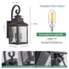 23"(H) 2-Pack Outdoor Wall Lantern Light – Vintage Black Metal Sconce with Clear Seeded Glass for Porch, Patio, and Garden (Bulb Not Included)