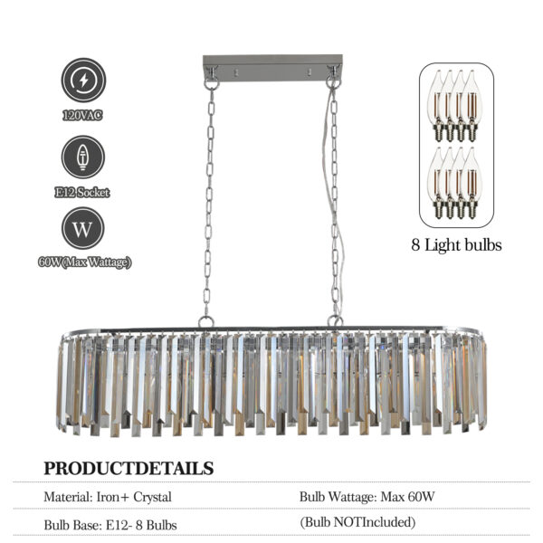 (Same as W1340P189407/L5018) Modern Oval Crystal ceiling chandelier Luxury Home Decor Light Fixture (No Bulbs)