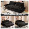 73.2" Queen Pull Out Sofa Bed,3-in-1 Convertible Sleeper Sofa,Multi-Functional Velvet Loveseat Bed,Black(Old Sku:W1885P154641/W1885P214788)