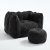Soft Bean Bag Chair with High Resilient Foam(Chips)for living room and bedroom,Comfortable Square Lazy Sofa with Footstool, Cover for Adults to Gaming, Reading, and Watching TV