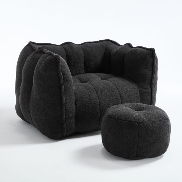 Soft Bean Bag Chair with High Resilient Foam(Chips)for living room and bedroom,Comfortable Square Lazy Sofa with Footstool, Cover for Adults to Gaming, Reading, and Watching TV