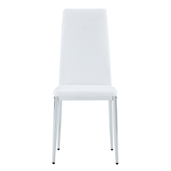 c8f77f0b151b4645a2e321385e80b00c_7dea1640a341f6cd4069bb88be9d6d07 Modern Style Dining Chairs Set of 6 in White, Essential for Minimalist Homes.Meeting Family Dining Needs,PU Material Seat,Silver Metal Legs,Blending into Various Home Environments.W1151107276
