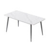 62.99" Modern Artificial Stone White Straight Edge Dark Grey Metal Leg Dining Table-Can Accommodate 6 People(Dining Table Only)