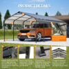 12X20 FT Metal Carport, Outdoor Car Shelter All Weather, Heavy Duty Outdoor Galvanized Car Shelter for Car Boat Truck and SUVs Black