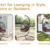 Indoor Outdoor Egg Swing Chair with Stand, Patio Grey Wicker Rattan Hanging Chair with Rope Back, Cushion,Cover,All Weather Foldable Hammock Chair for Bedroom, Porch, Garden