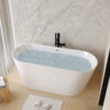 67" Acrylic Freestanding Bathtub, stand alone bathroom tub, Glossy White, Toe-tap Chrome Drain, cUPC Certified