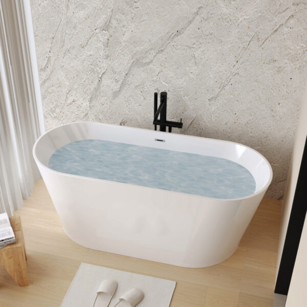 cac8f84175d14ee4ba2b071430b59adf_82bcd2d0c99ba2ce53aa996678c7e49a 67" Acrylic Freestanding Bathtub, stand alone bathroom tub, Glossy White, Toe-tap Chrome Drain, cUPC Certified