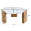 31-inch white marble-textured pentagonal coffee table - wooden triangular base, with a load-bearing capacity of 250 pounds, sturdy and durable, suitable for use in living rooms, cafes,.W1151138529